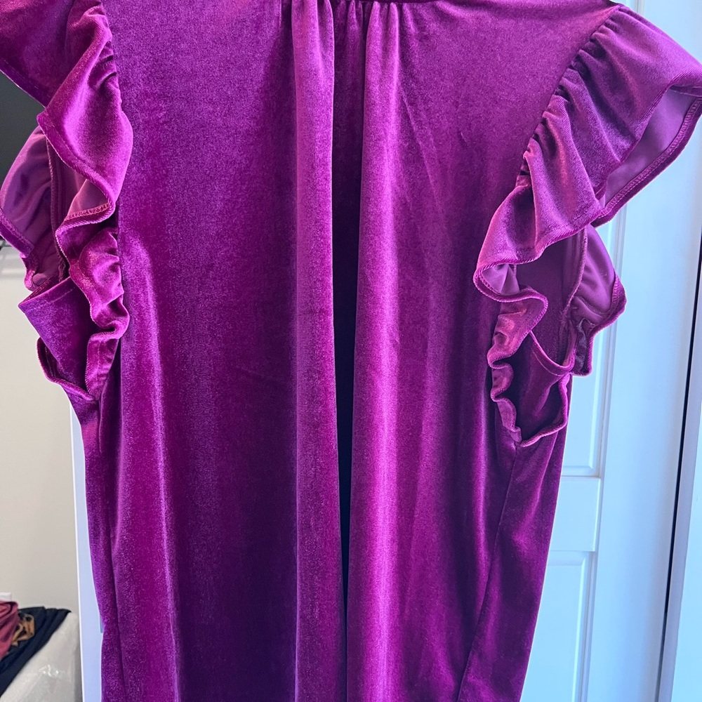 Elegant Purple Ruffle Sleeve Top